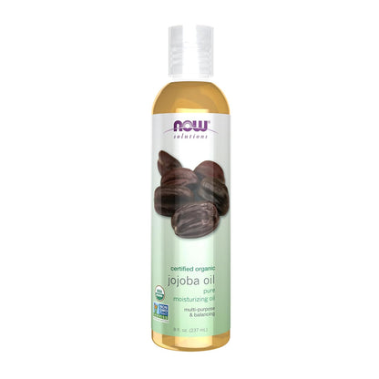 NOW Solutions, Organic Jojoba, Moisturizing Multi-Purpose Oil for Face, Hair and Body, 8-Ounce