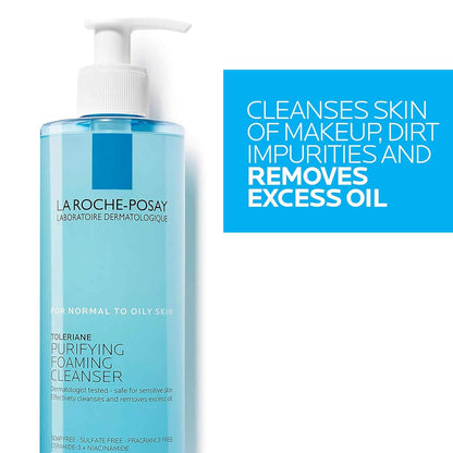 Toleriane Purifying Foaming Facial Cleanser, Oil Free Face Wash for Oily Skin and for Sensitive Skin with Niacinamide, Pore Cleanser Won’T Dry Out Skin, Unscented